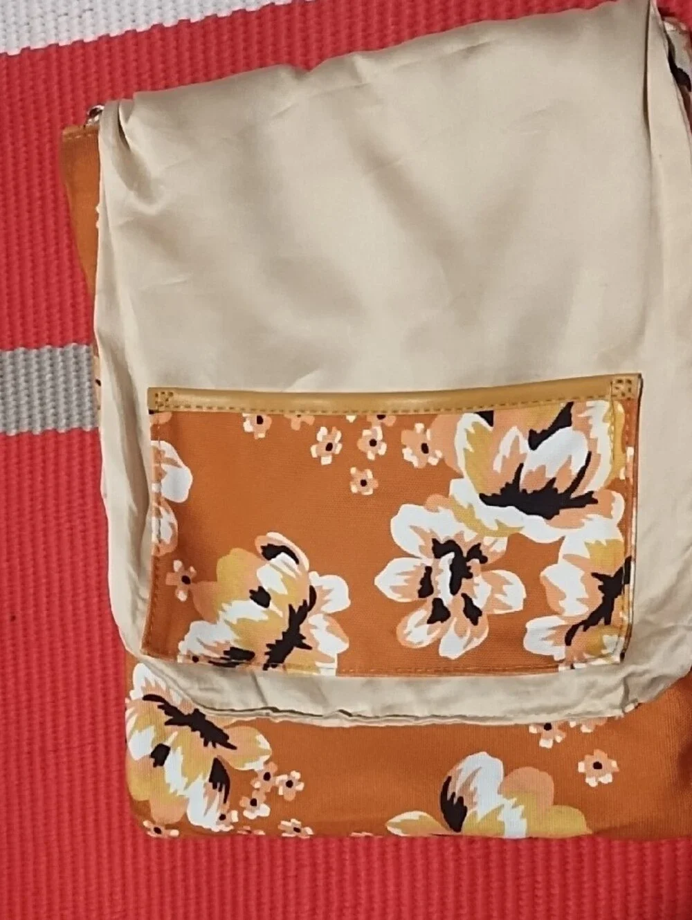 Rachel Pally Orange Floral Zip Pouch VGC.